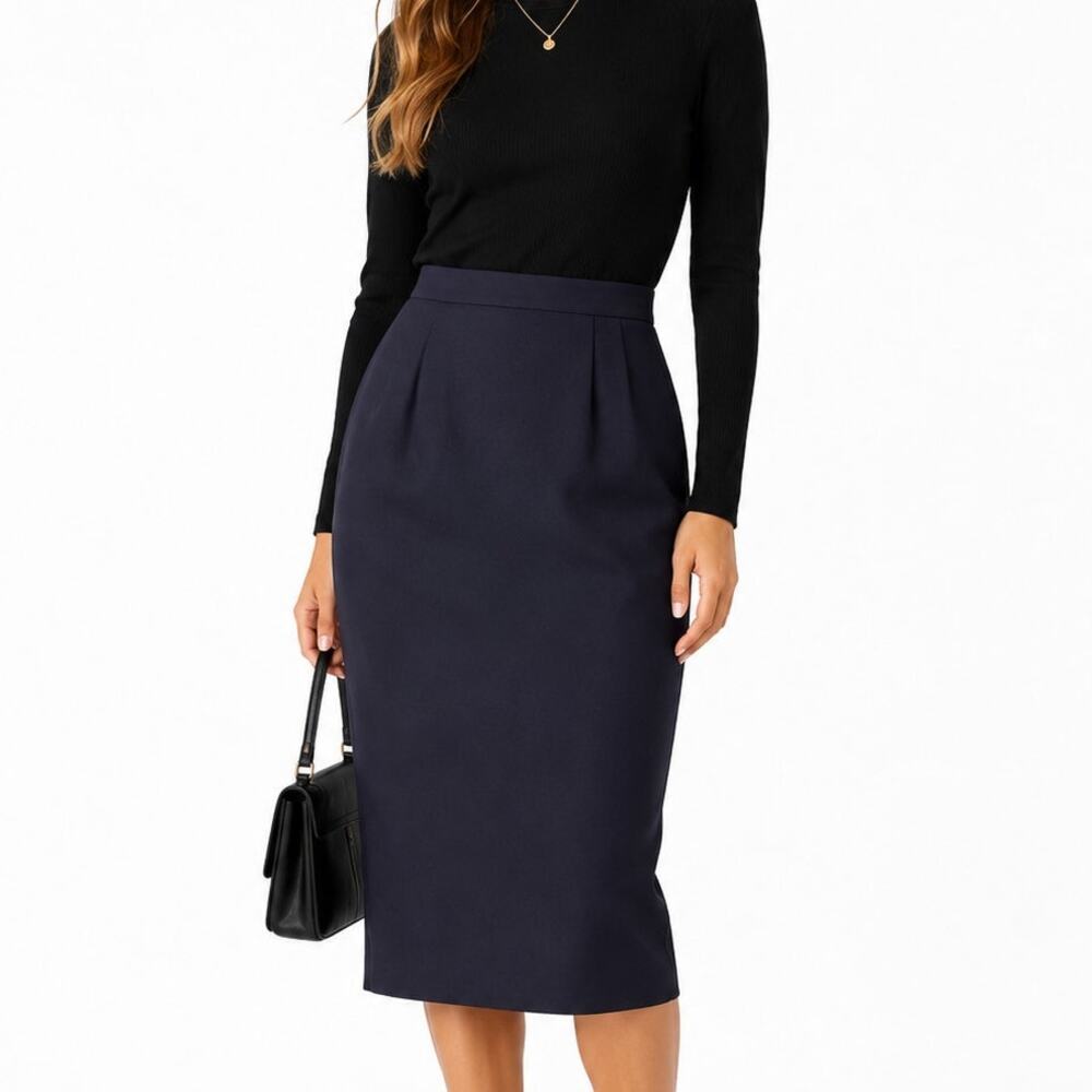 Jacqueline Ferrar Navy Blue Pencil Skirt